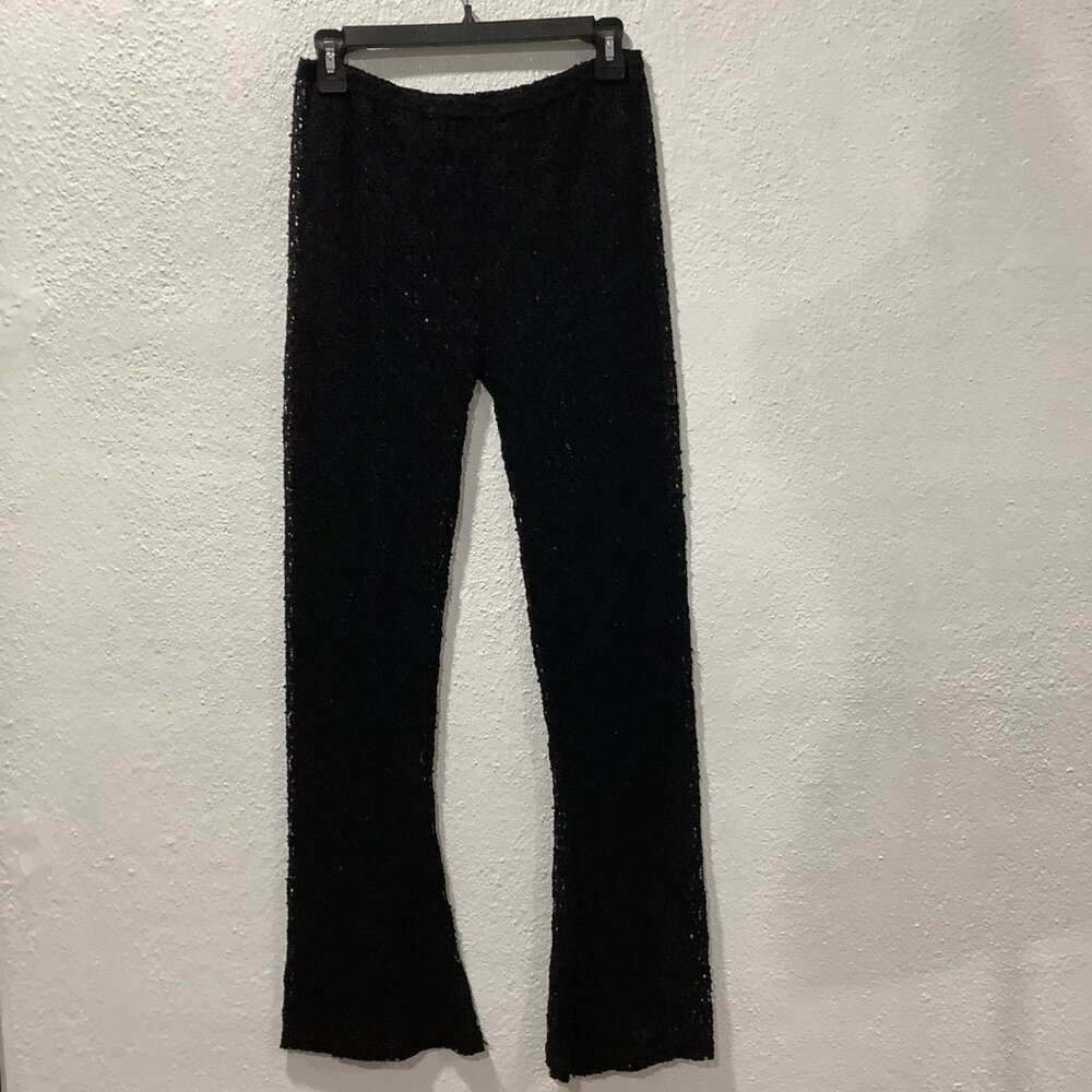 Vintage Y2K‎ Black Lace Flare Pants Gothic Stretch